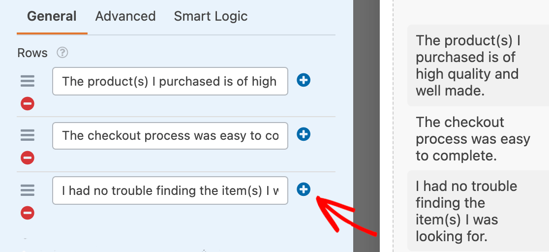 Adding new Likert Scale rows