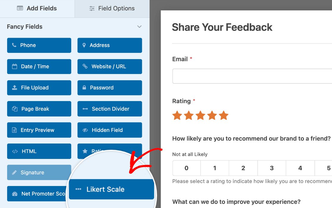 creating a likert scale on wordpress site