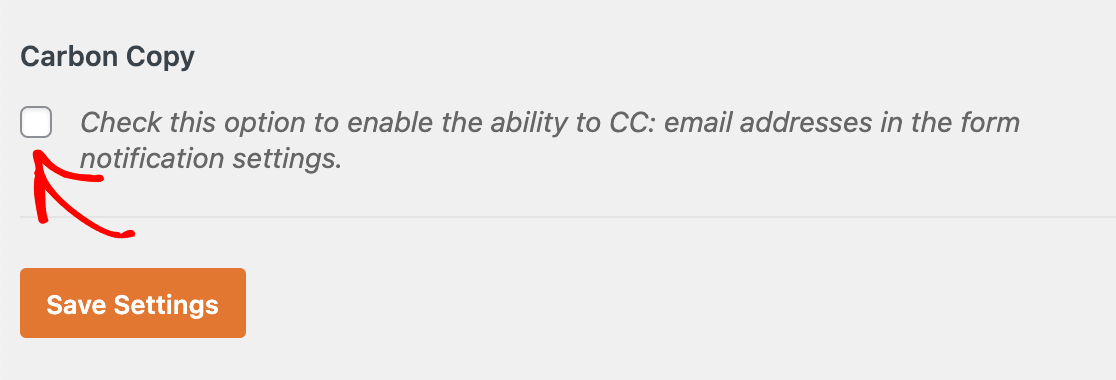 Enabling the Carbon Copy field