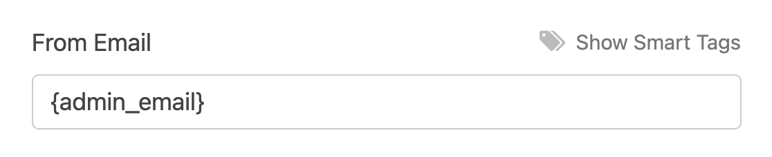 The default From Email using the {admin_email} Smart Tag