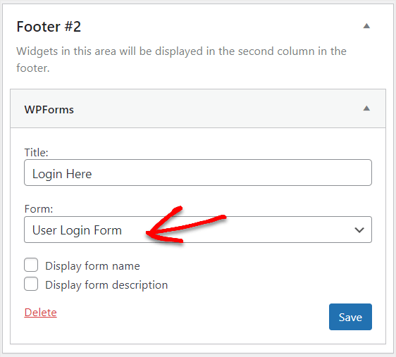 display login form in sidebar wpforms widget