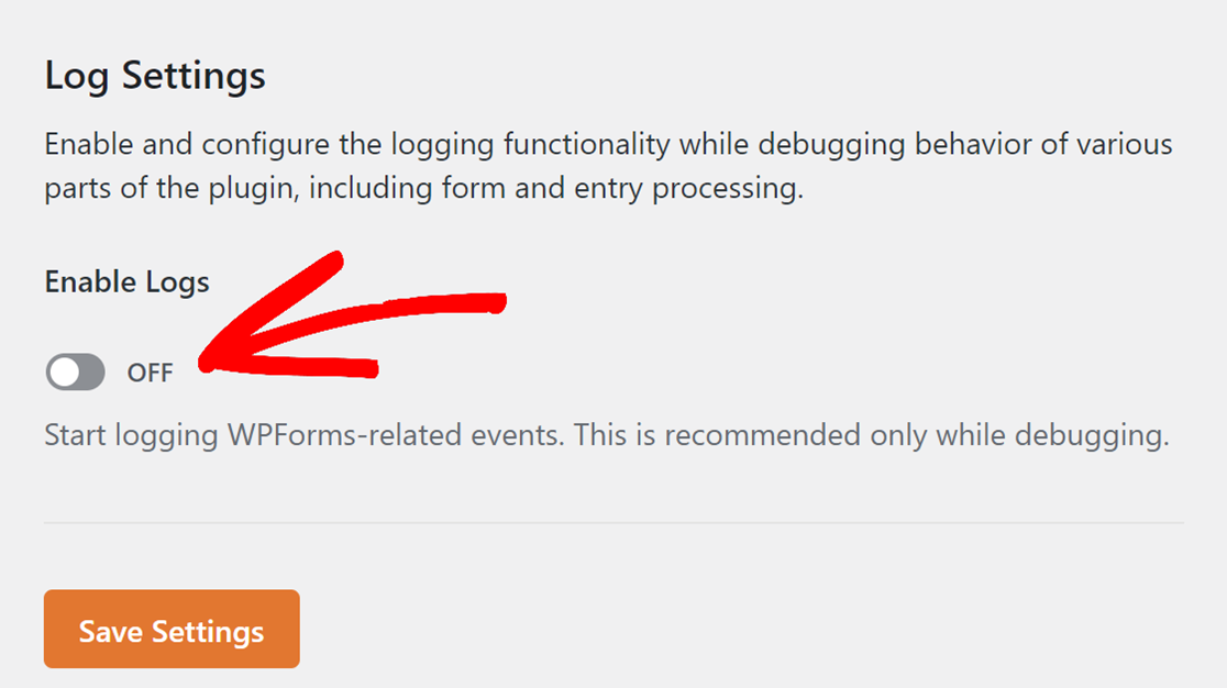Enable logging WPForms events