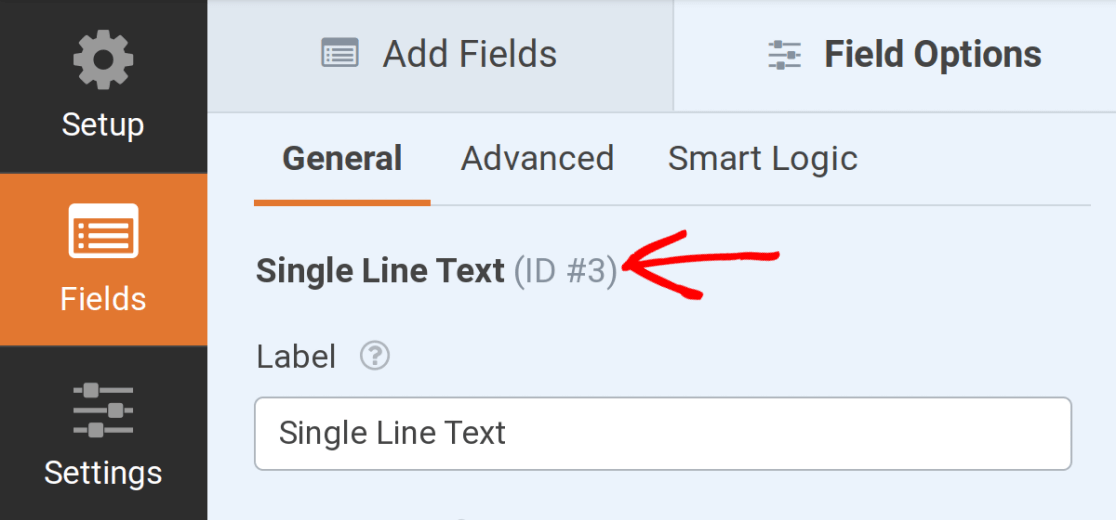 Find the field's id in Field Options