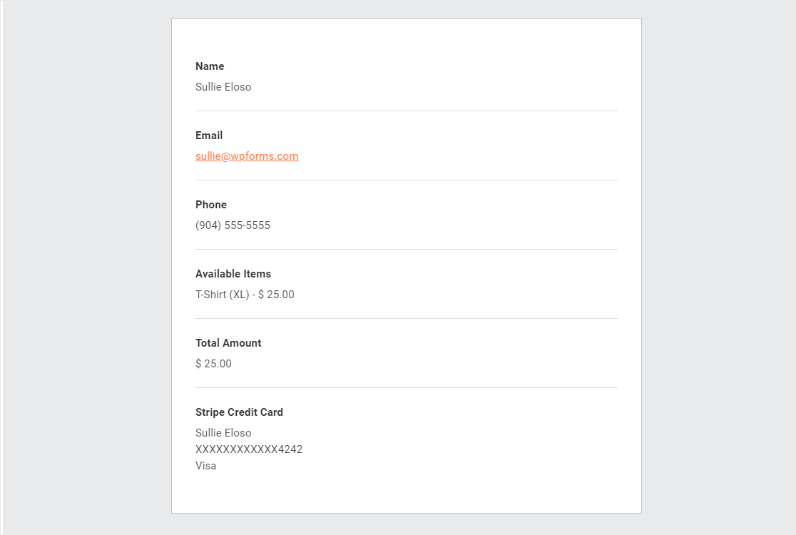 form notifications after completed payment