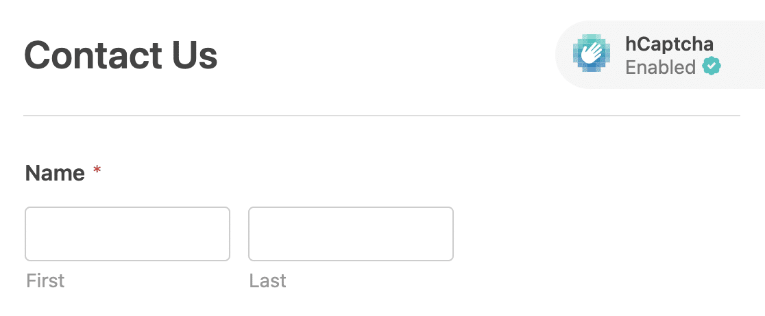 The hcaptcha badge in WPForms