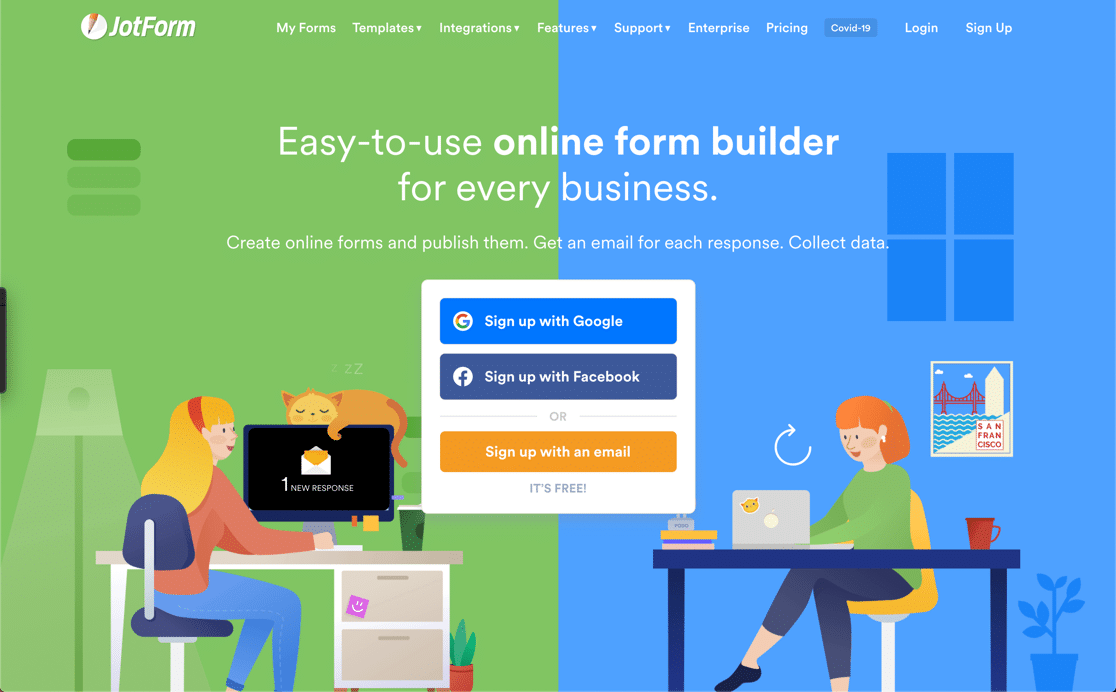 JotForm homepage