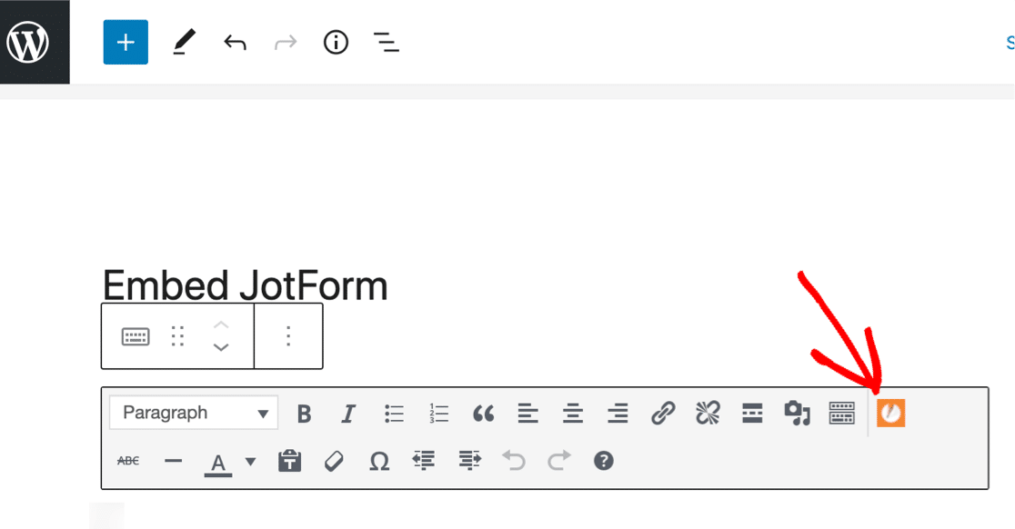 JotForm embed in WordPress