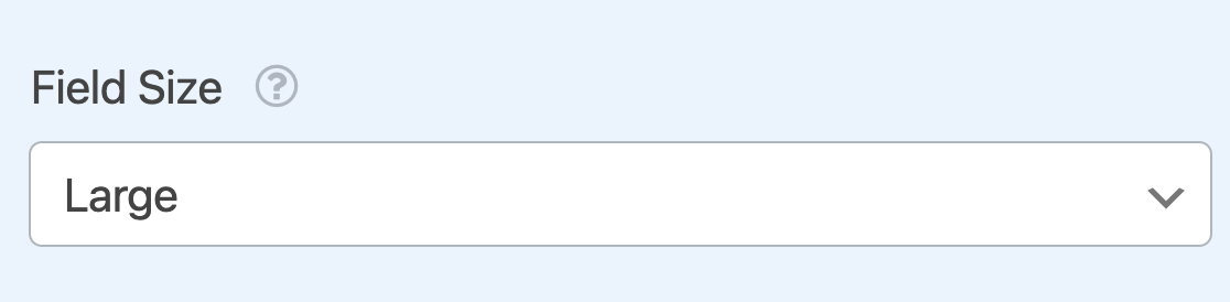 The field size option for a Likert Scale