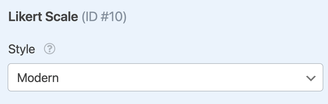 The field style option for a Likert Scale