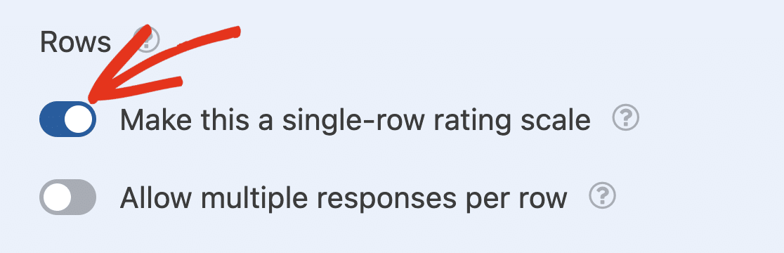 Selecting the option to display a Likert Scale with a single row