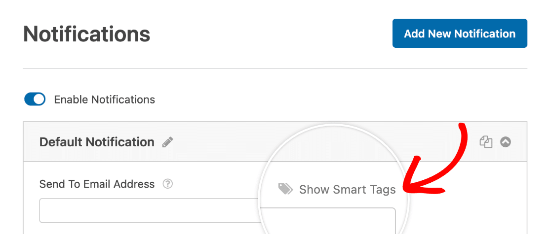 Opening the Smart Tag options in the notifications settings