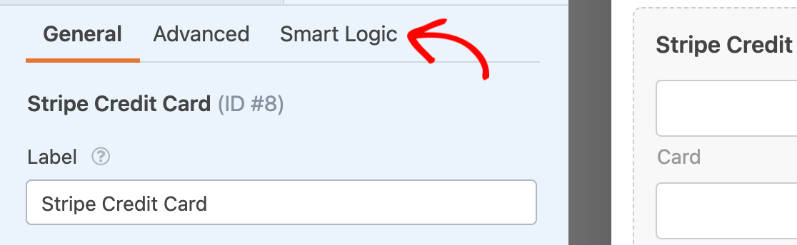 Accessing the Smart Logic options for a payment method field