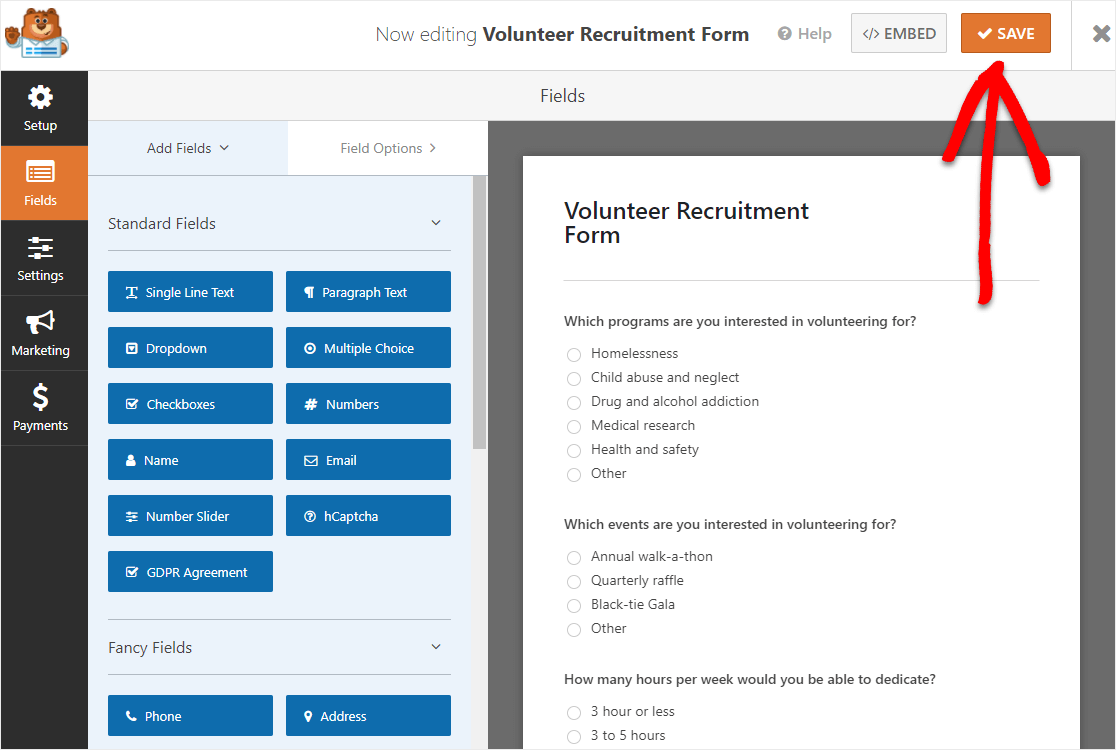 publish volunteer form