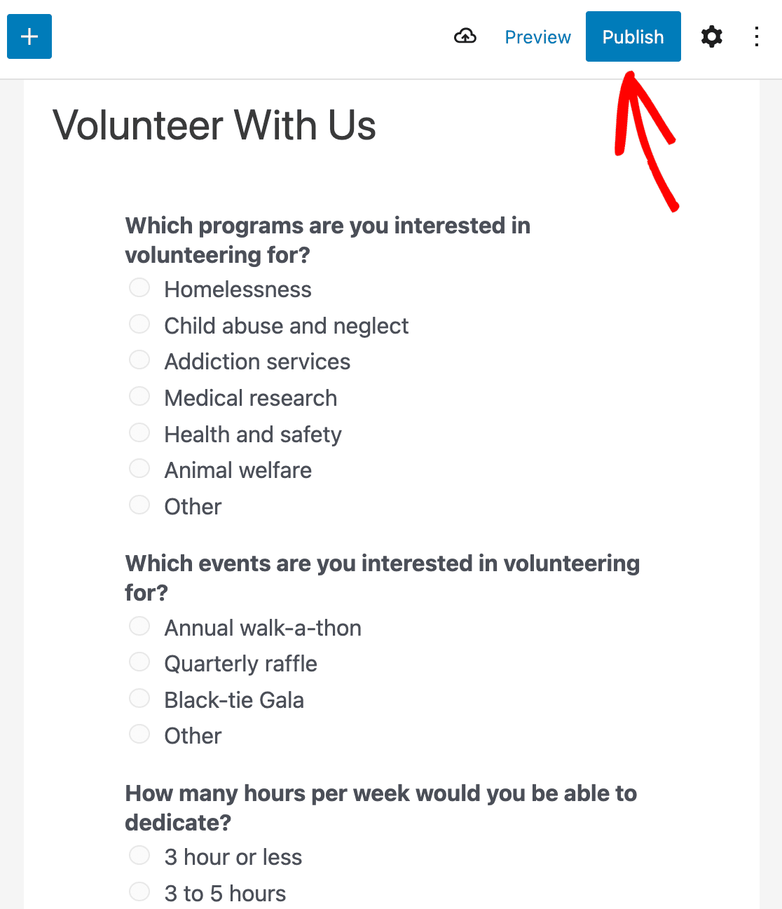 Publishing your volunteer recruitment form