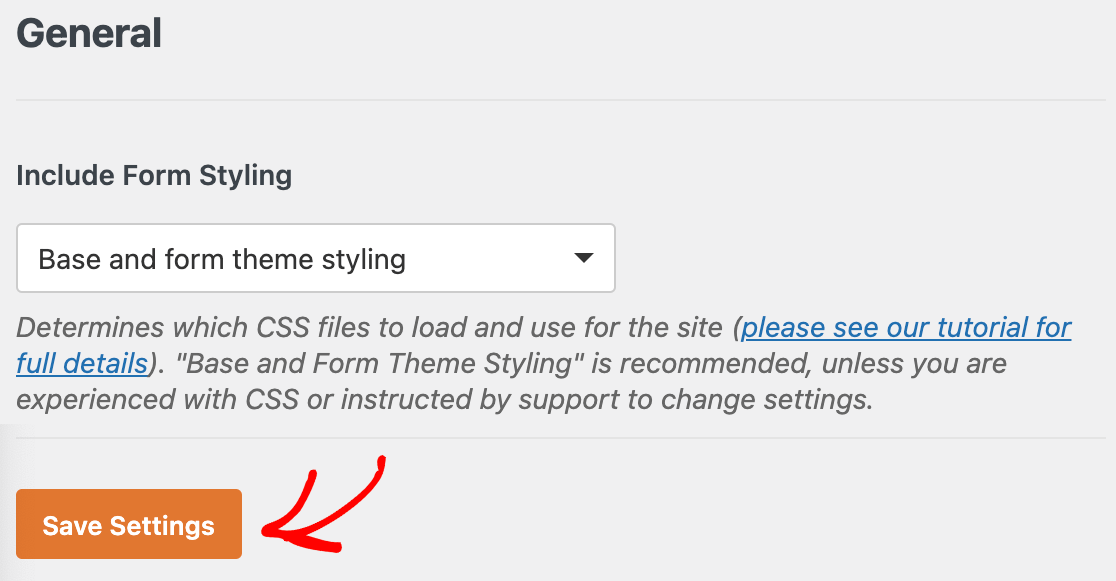 you can choose which styling you would like to use for all of your forms under the General tab within WPForms Settings page