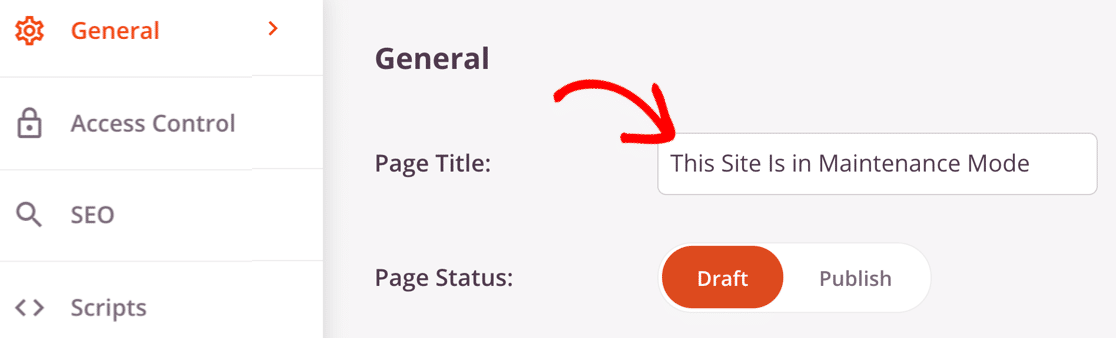 Maintenance Mode Page Title in SeedProd