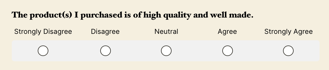 An example of a single-row Likert Scale
