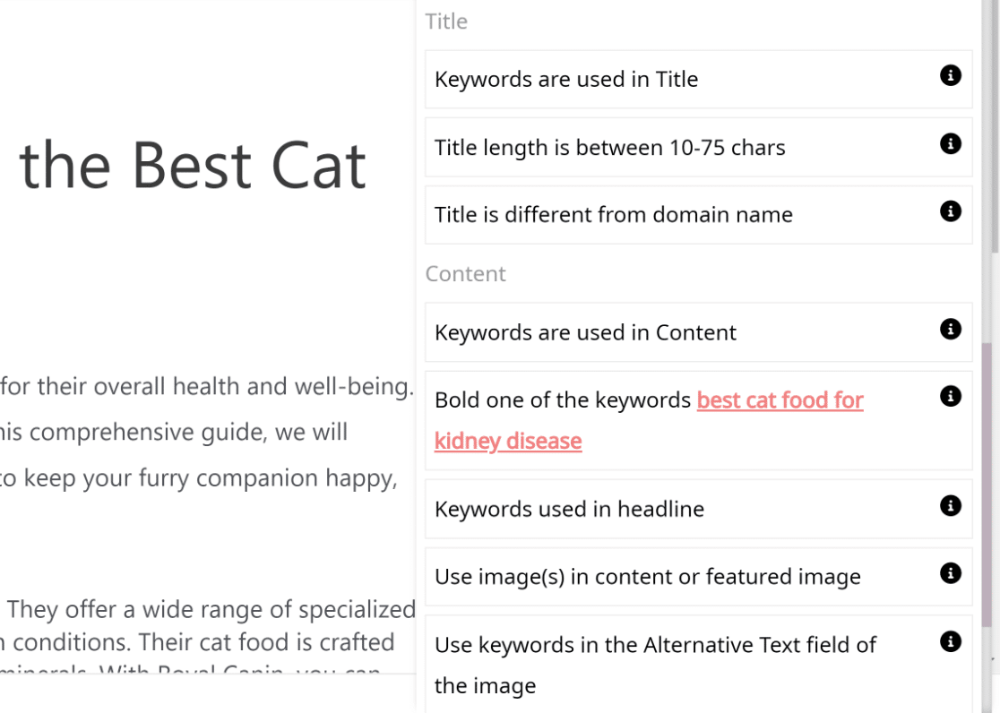 Squirrly content analysis