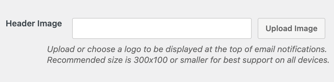 The Header Image upload file field in the WPForms Email settings