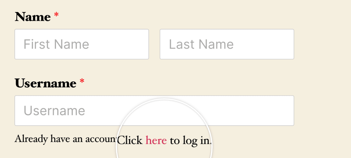 An example of the {url_login} Smart Tag on the frontend