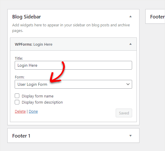 widget login form in sidebar