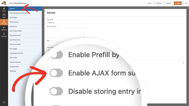 make sure AJAX is not enabled on the form