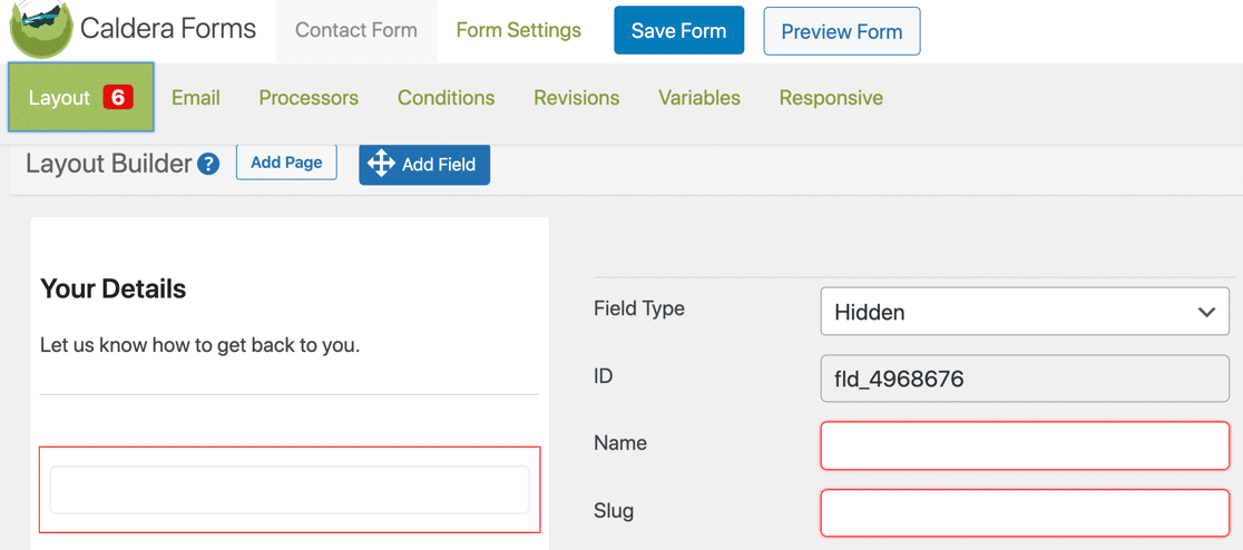 Caldera Forms error