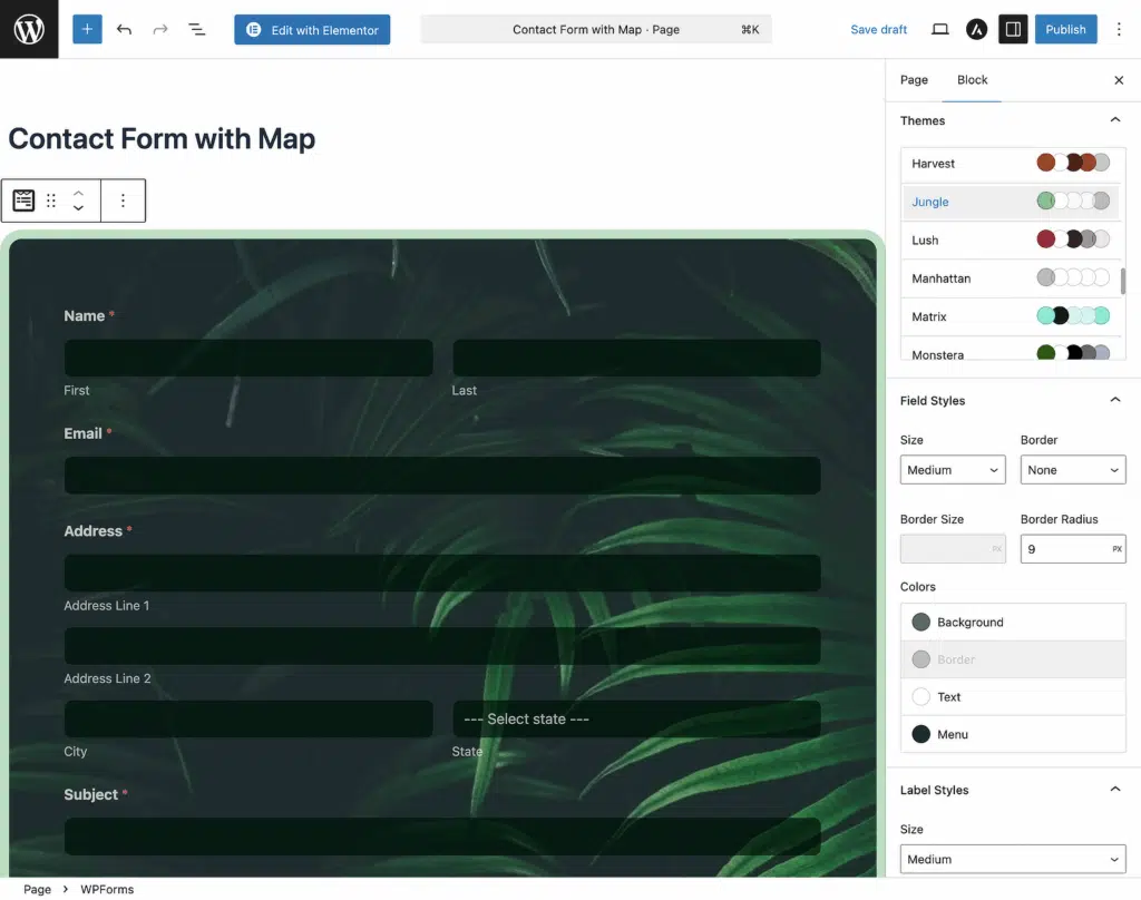 contact form with map preview