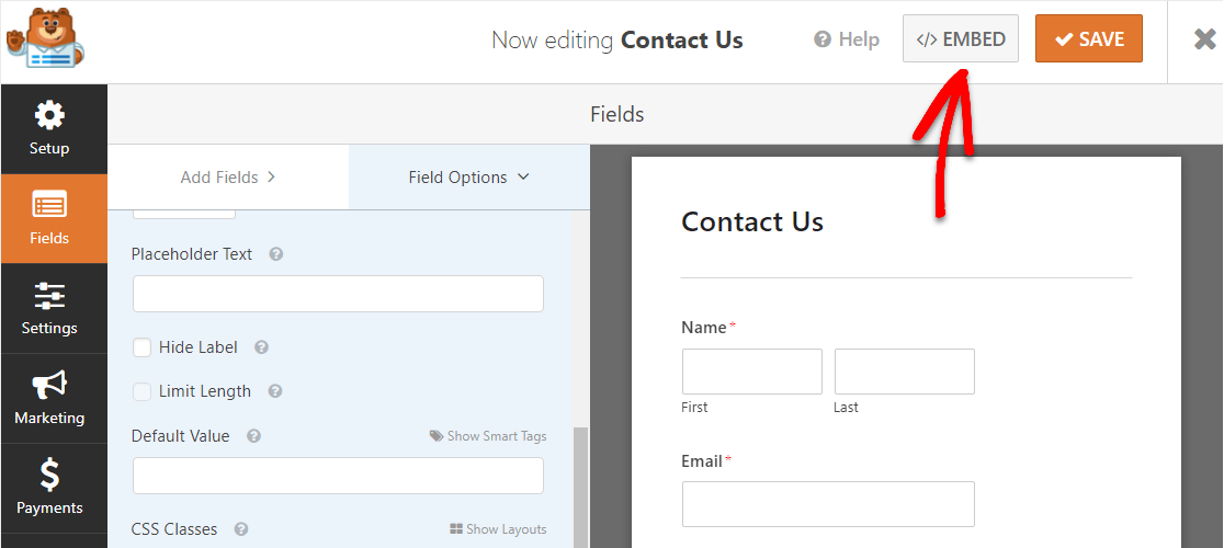 embed your contact form map on a wordpress page