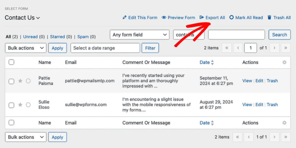export entries wpforms - WPForms entradas de exportação wpforms