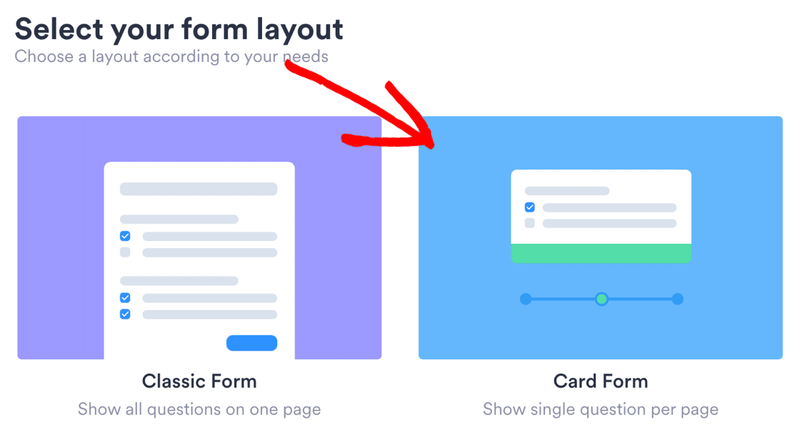 JotForm conversational Card layout