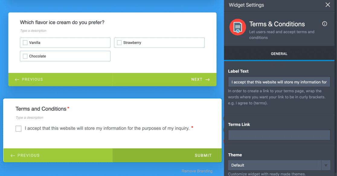 JotForm GDPR Terms and Conditions field