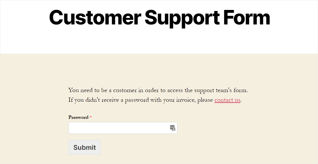 password protected form