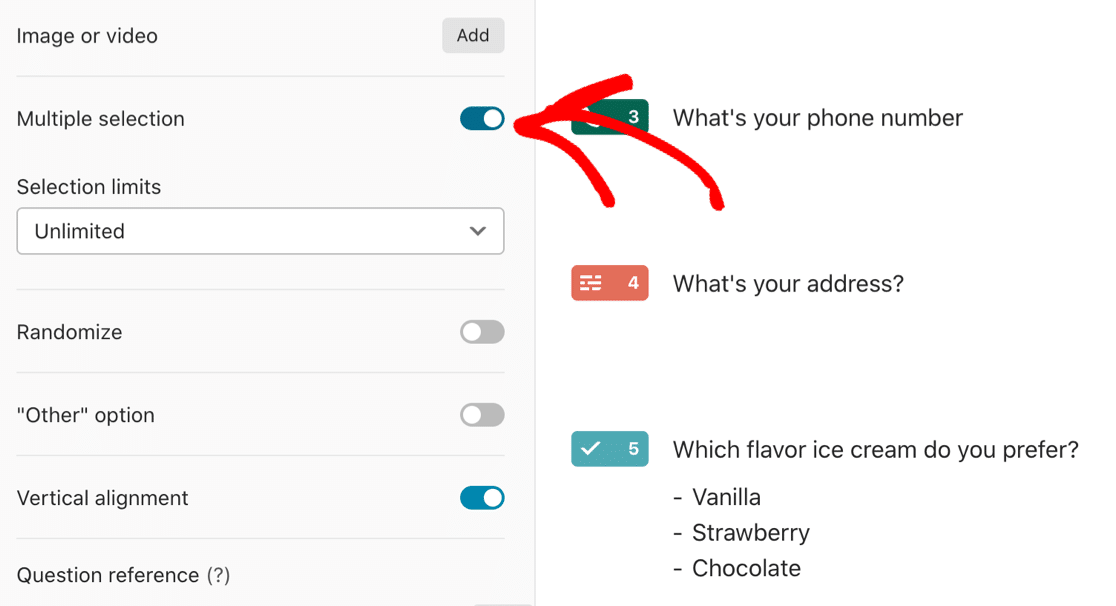 Typeform multiple choice vs JotForm and WPForms