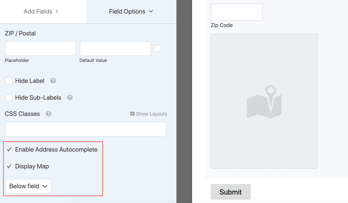 WPForms display map on form