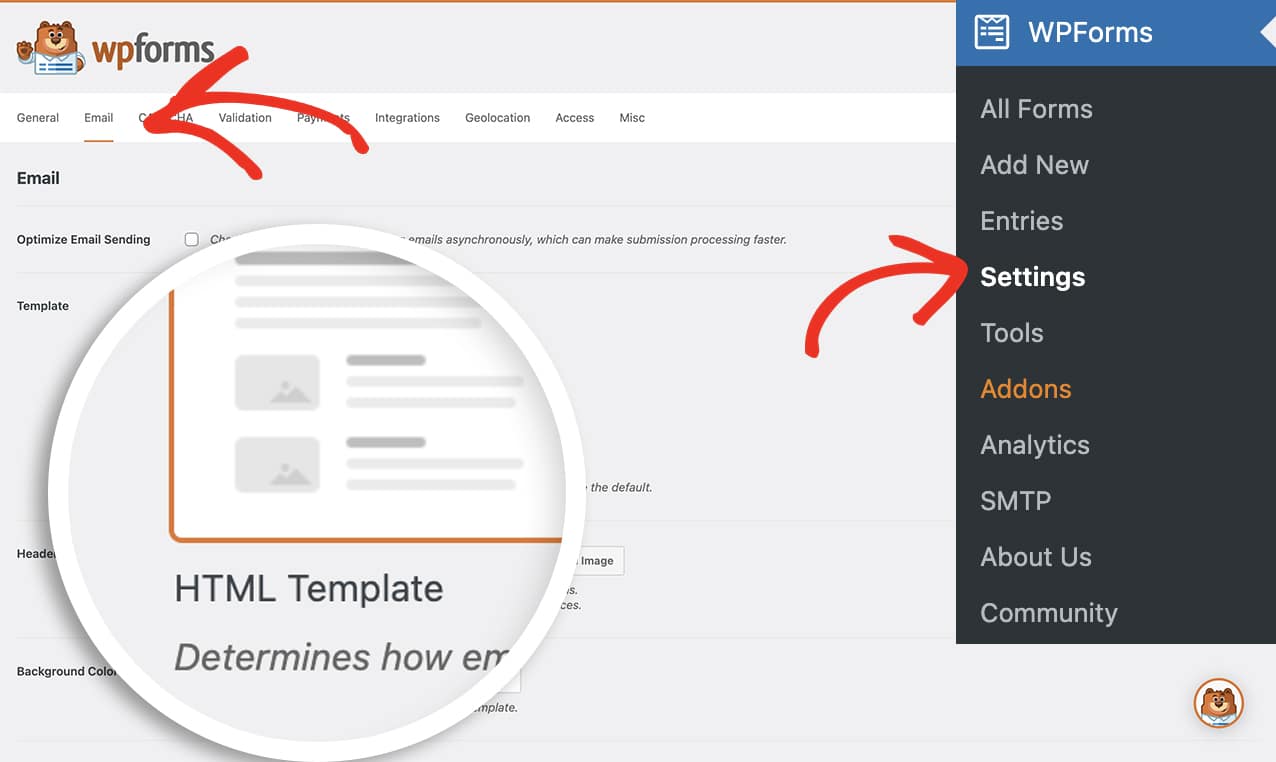 Be sure to set the settings to HTML Template on the WPForms Email Settings tab