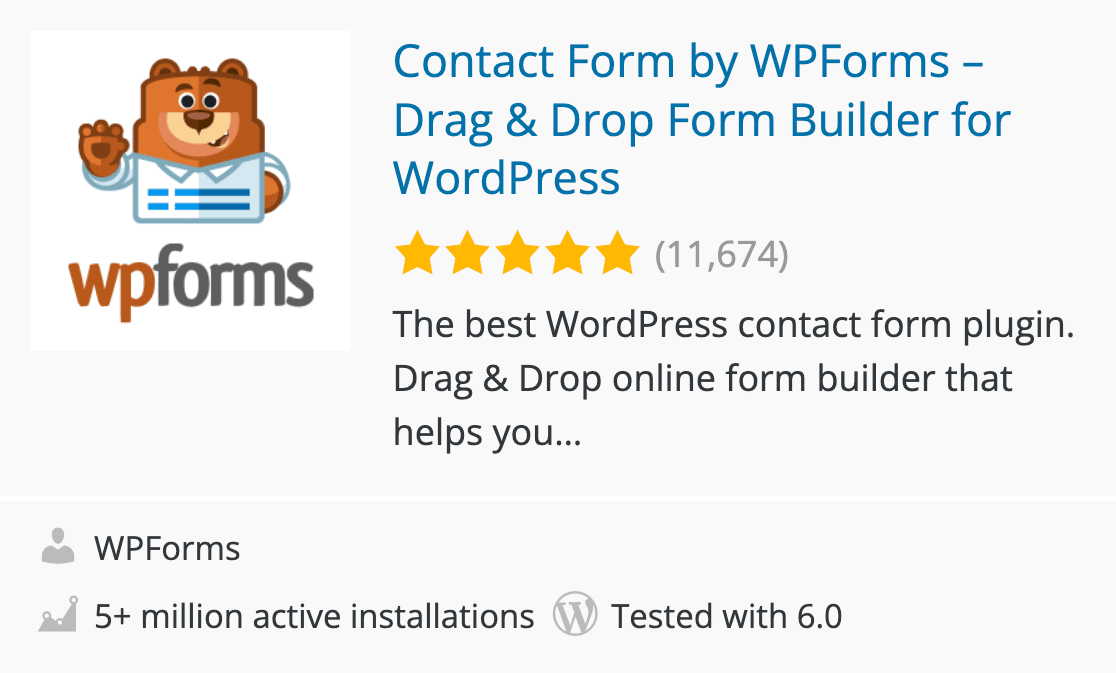 The WPForms Lite WordPress Plugin Repository listing