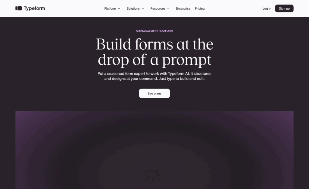 homepage di Typeform