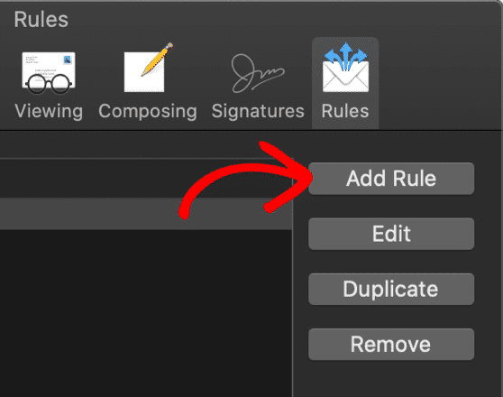 Add Rule in Apple Mail