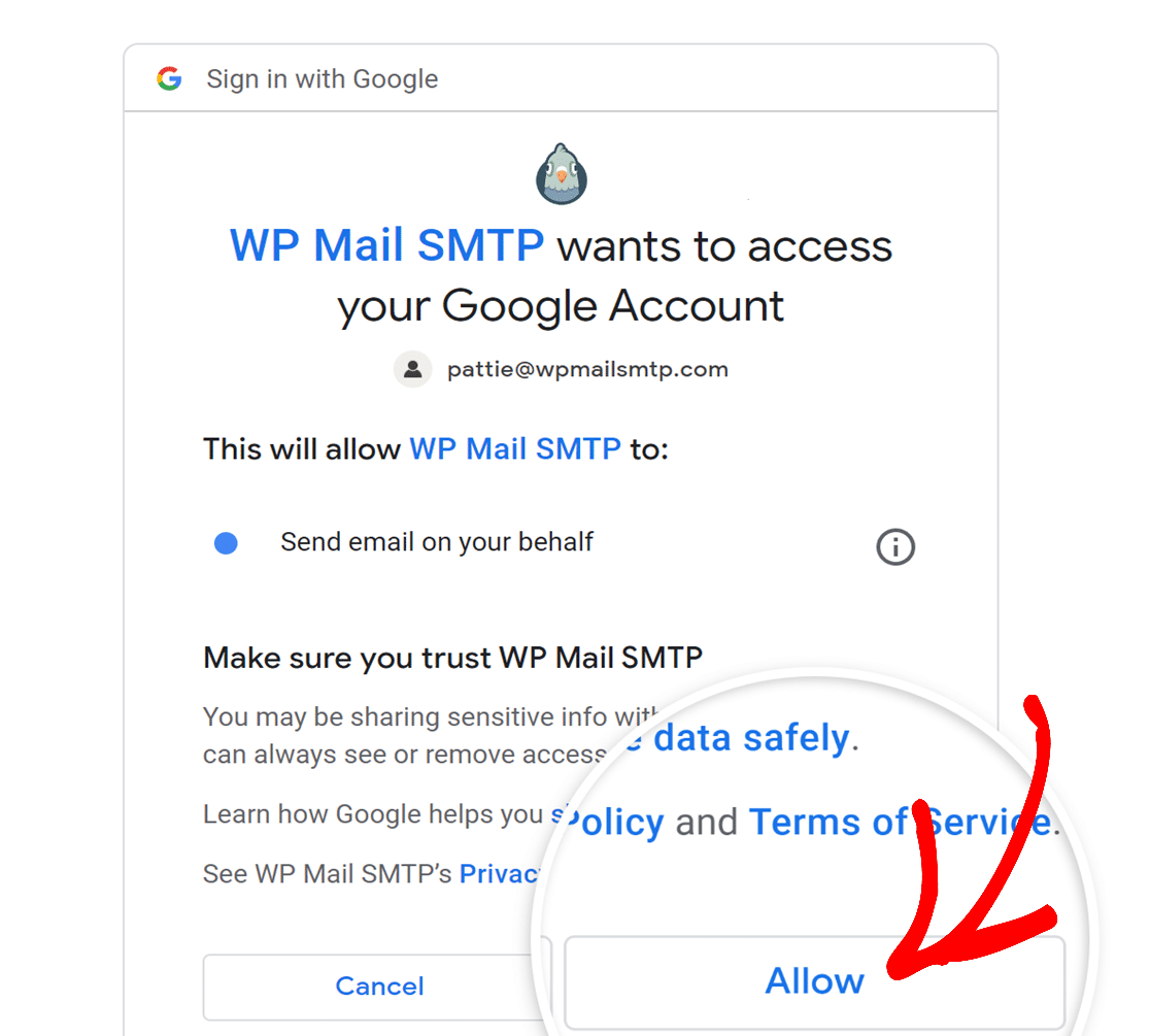 allow gmail mailer permission