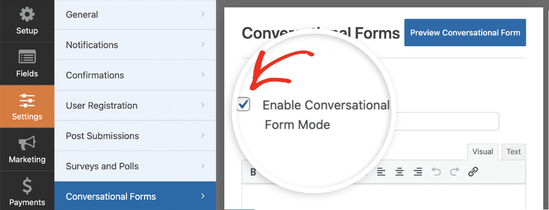 Enabling Conversational Mode in WPForms