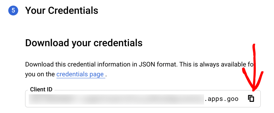 Copy Client ID in Google Cloud Console
