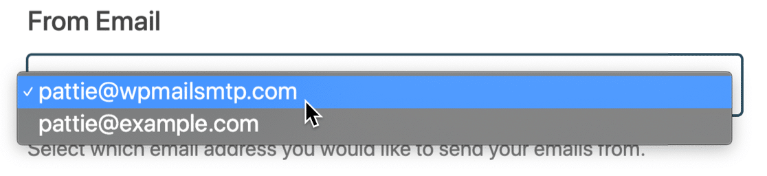 From Email dropdown in WP Mail SMTP