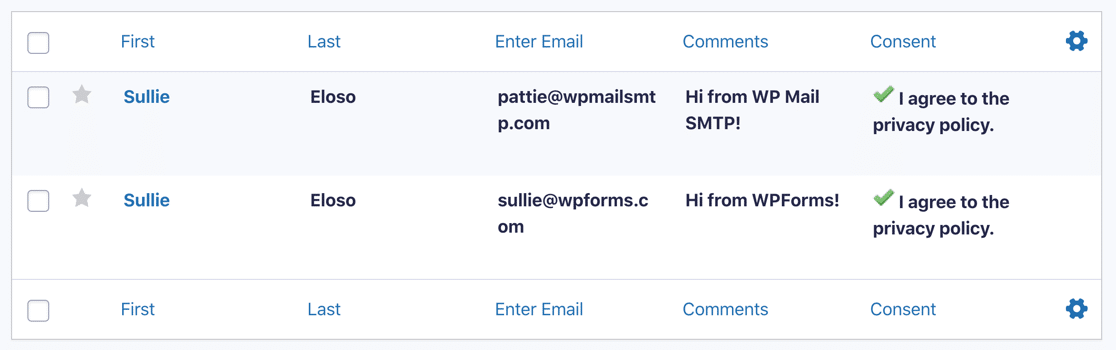 Gravity Forms entries