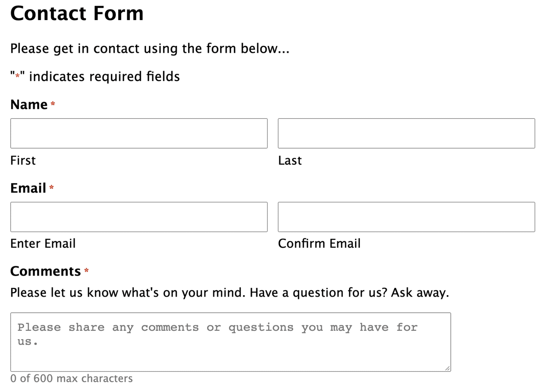 Gravity Forms preview