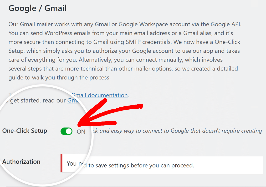one click setup gmail mailer