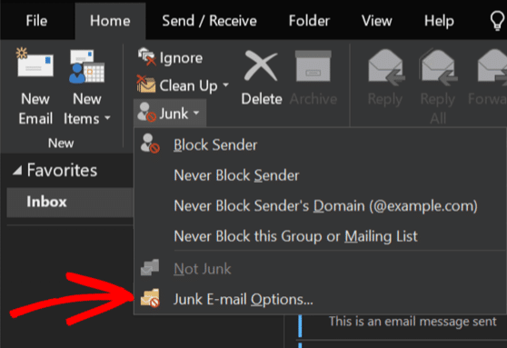 Junk Email Options