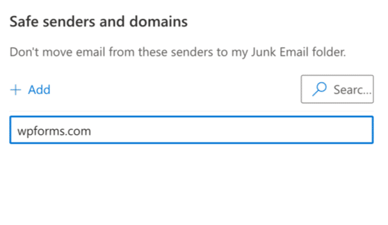 Outlook safe sender
