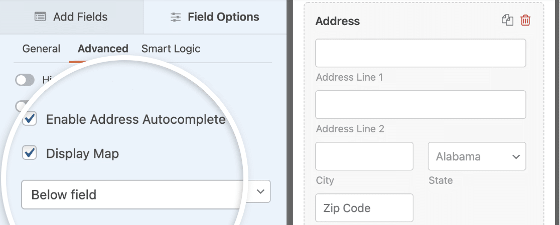 Showing the map on an Address field