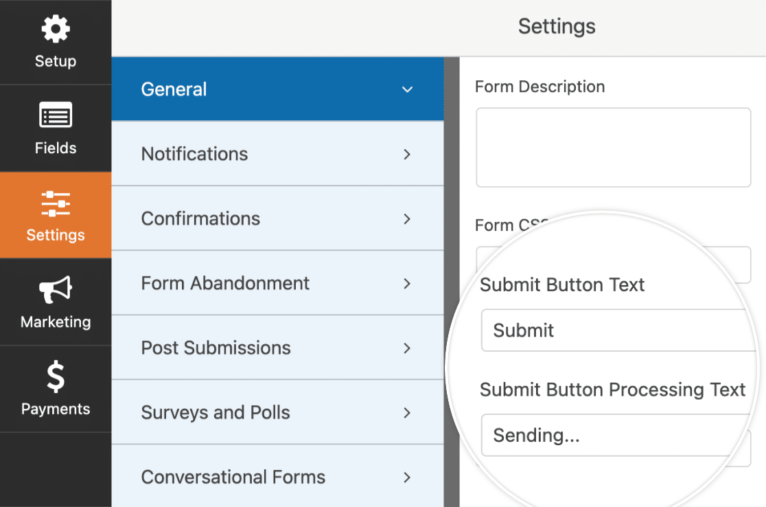 submit button settings